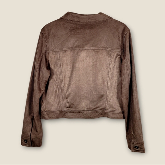 NWT EVEREVE Romy Jacket Faux Suede Cropped Chestnut Brown Medium NEW - Picture 4 of 12